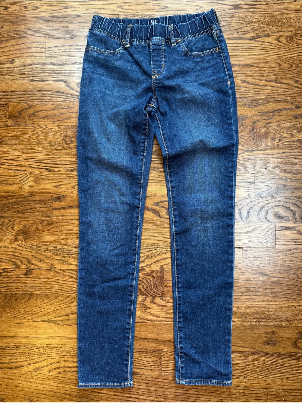 Gap Kids Girls Mid Rise Pull On Dark Wash Denim Classic Stretch Jeggings 10-12